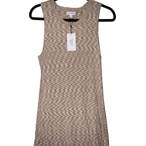 Calvin Klein Jeans Women's Space-Dyed Sleeveless Dress Beige/Cream Small NWT - Picture 6 of 12
